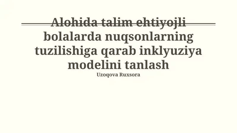 Inklyuziya modelini tanlash