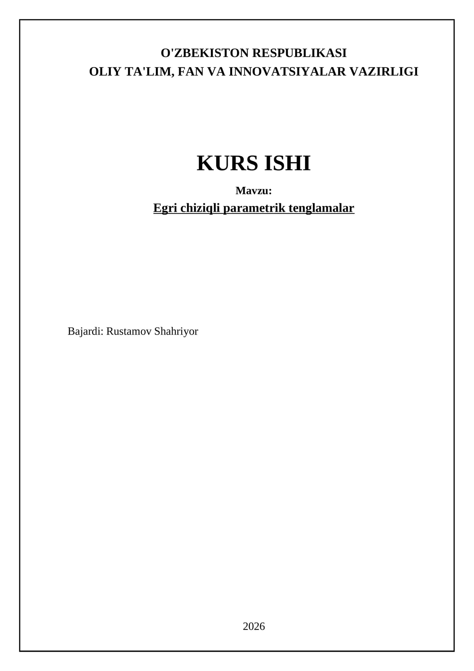 Egri chiziqli parametrik tenglamalar