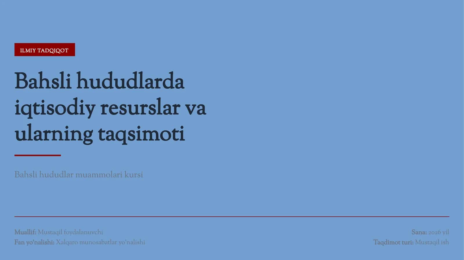 Mustaqil ish uchun