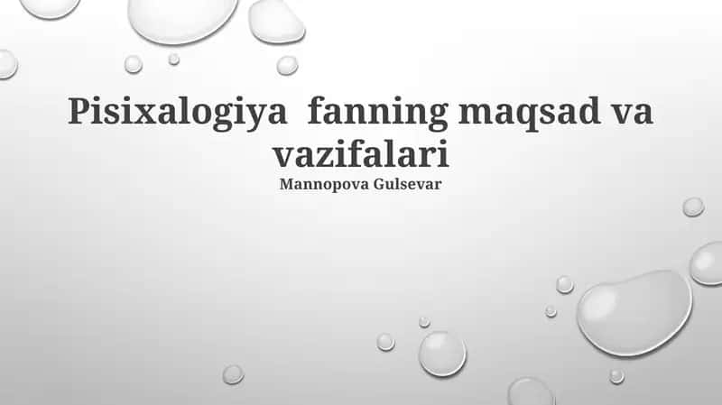 Pisixalogiya fanning maqsad va vazifalari