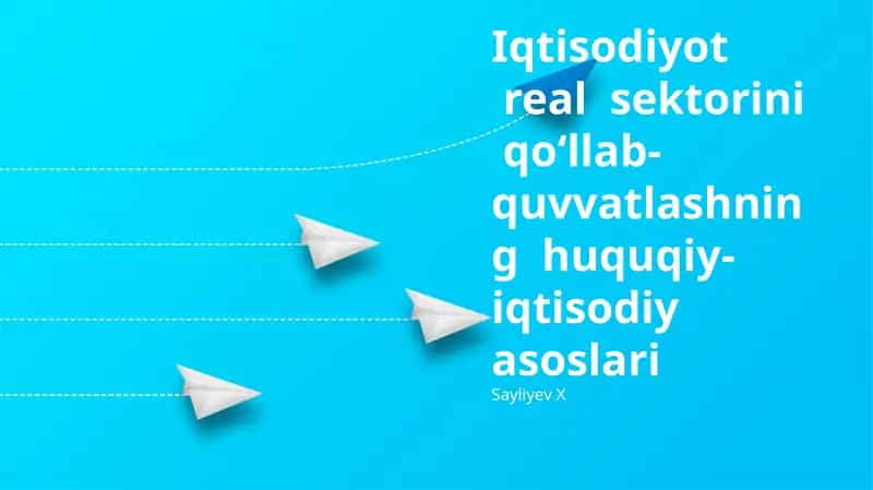 Iqtisodiyotning real sektorini qo‘llab-quvvatlashning huquqiy asoslari