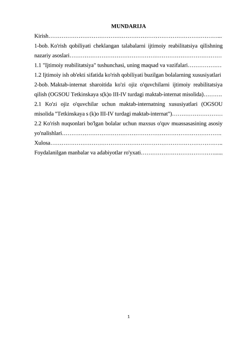 Ko'rish qobiliyati cheklangan talabalarni ijtimoiy reabilitatsiya