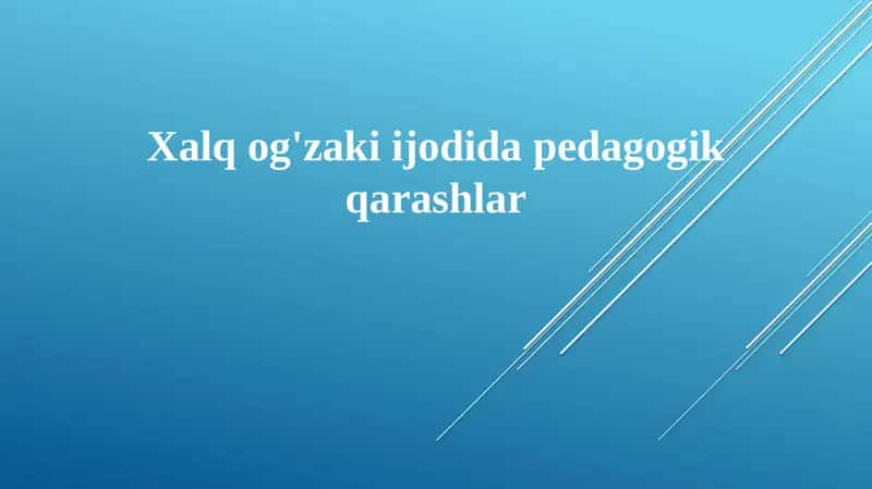 Xalq og'zaki ijodi