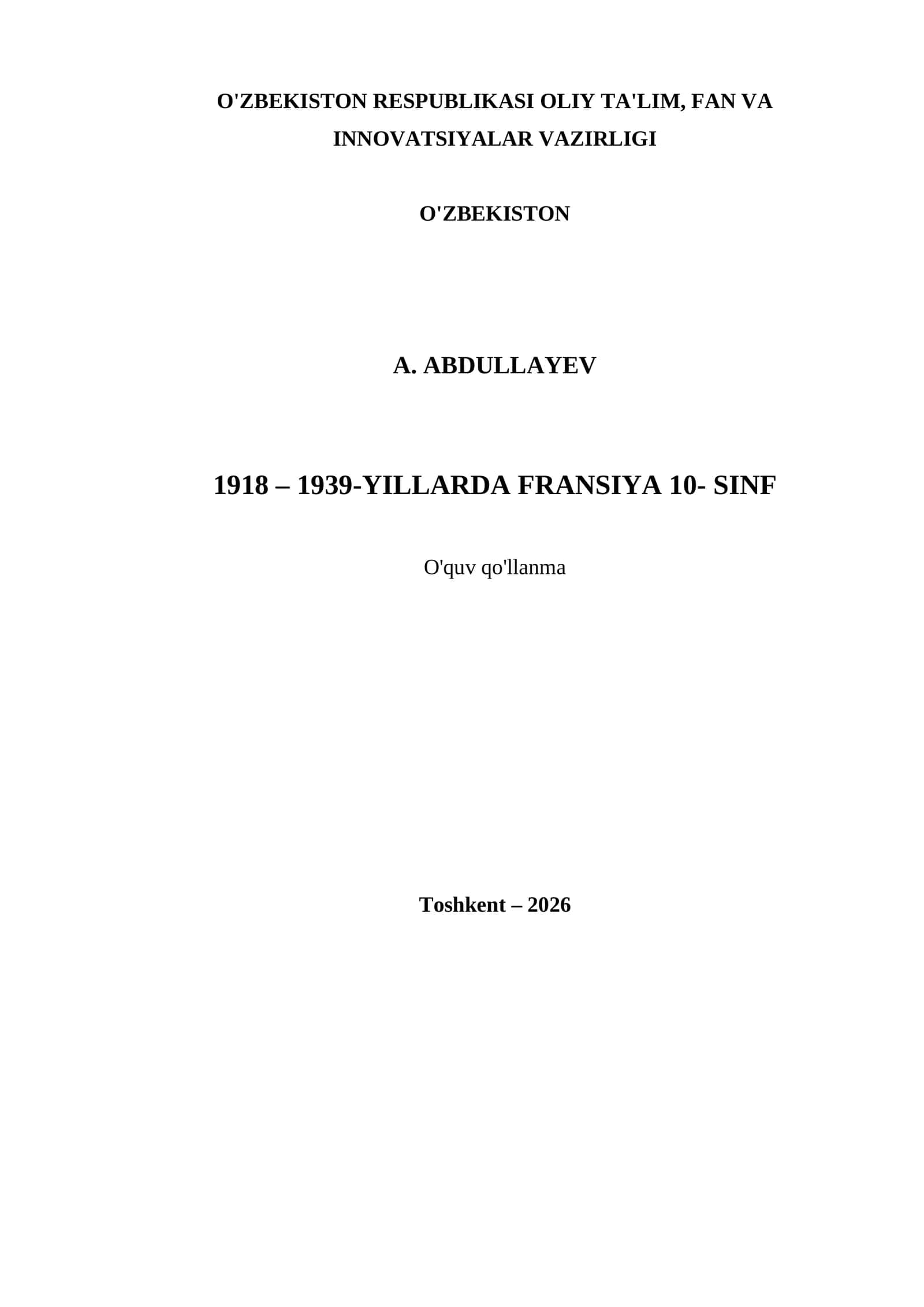 1918 – 1939-YILLARDA FRANSIYA 10- SINF