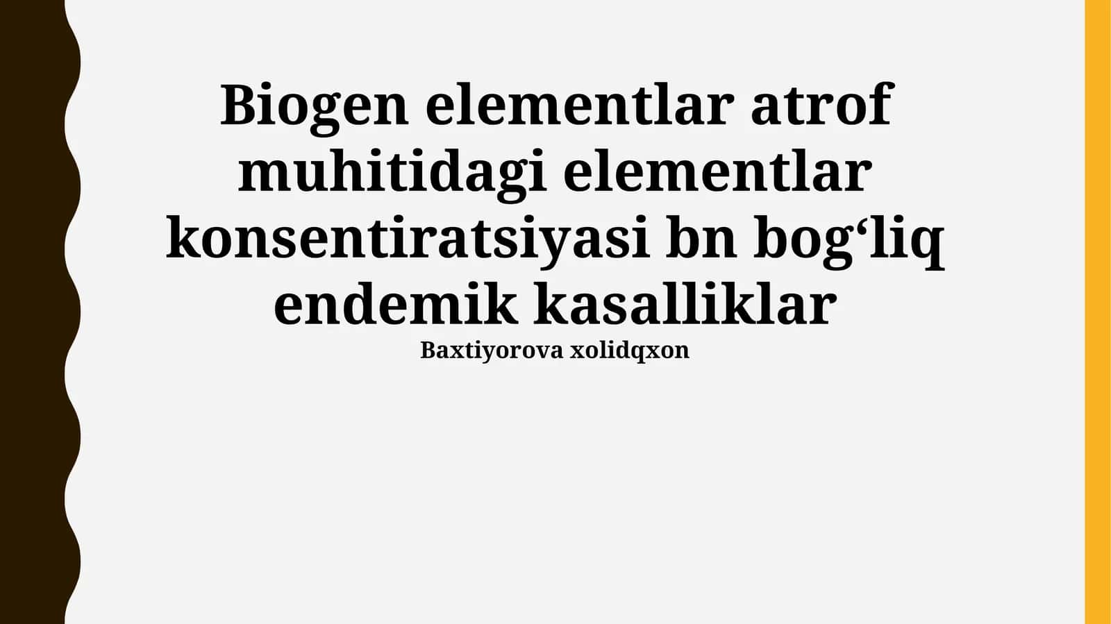 Biogen elementlar atrof muhitidagi elementlar konsentiratsiyasi bn bogʻliq endemik kasalliklar