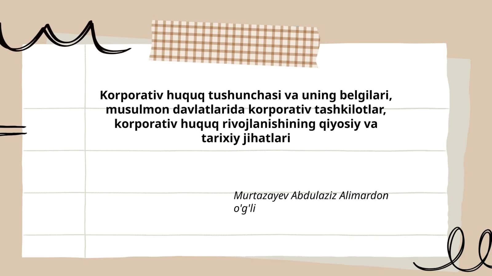 Korporativ huquq tushunchasi va uning belgilari
