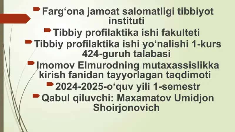 Taqdimotlar/Tibbiyot