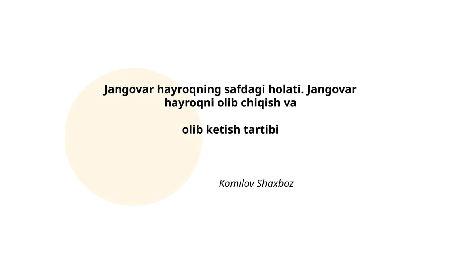 Jangovar hayroqning safdagi holati