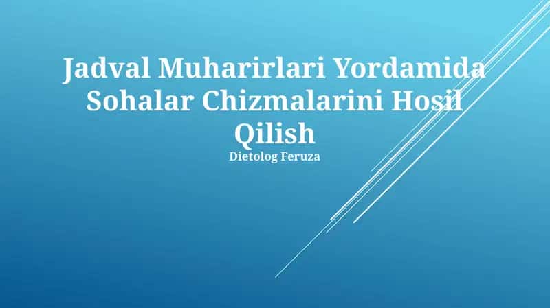 Sohalar Chizmalarini Hosil Qilish
