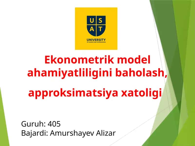 Ekonometrikmodellarning iqtisodiy tahlilida verifykatsiya bosqichining ahamiya