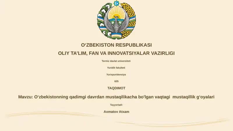 Oʻzbekistonning qadimgi davrdan mustaqilikacha bo'lgan vaqtagi mustaqillik gʻoyalari