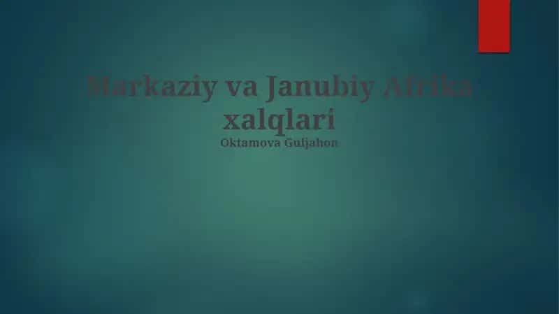 Markaziy va Janubiy Afrika xalqlari