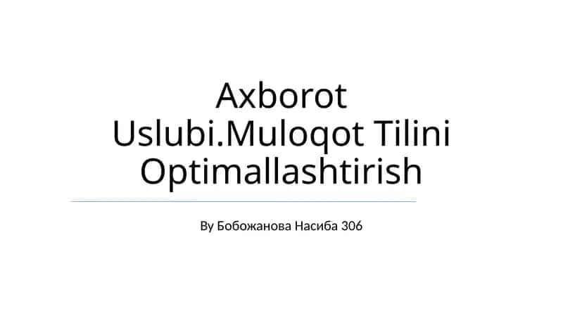 Muloqot Uslubi