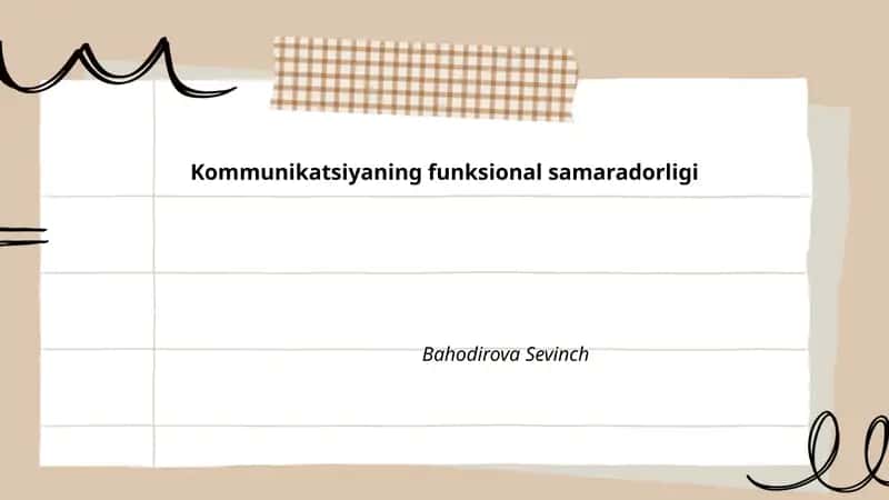 Kommunikatsiyaning funksional samaradorligi