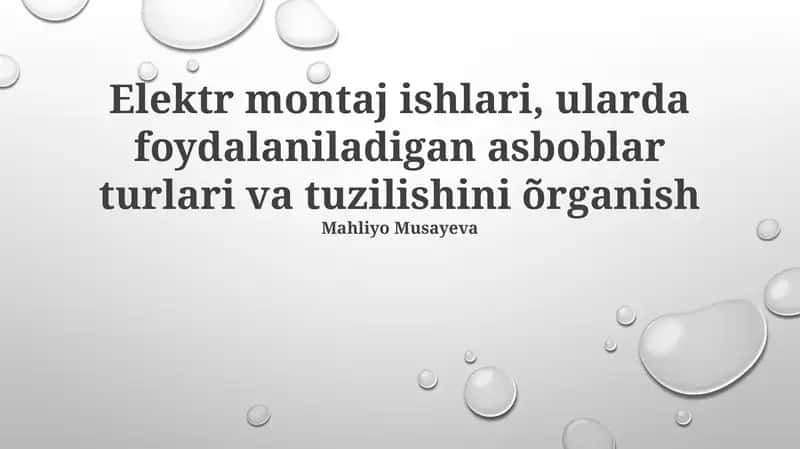 Elektr montaj ishlari