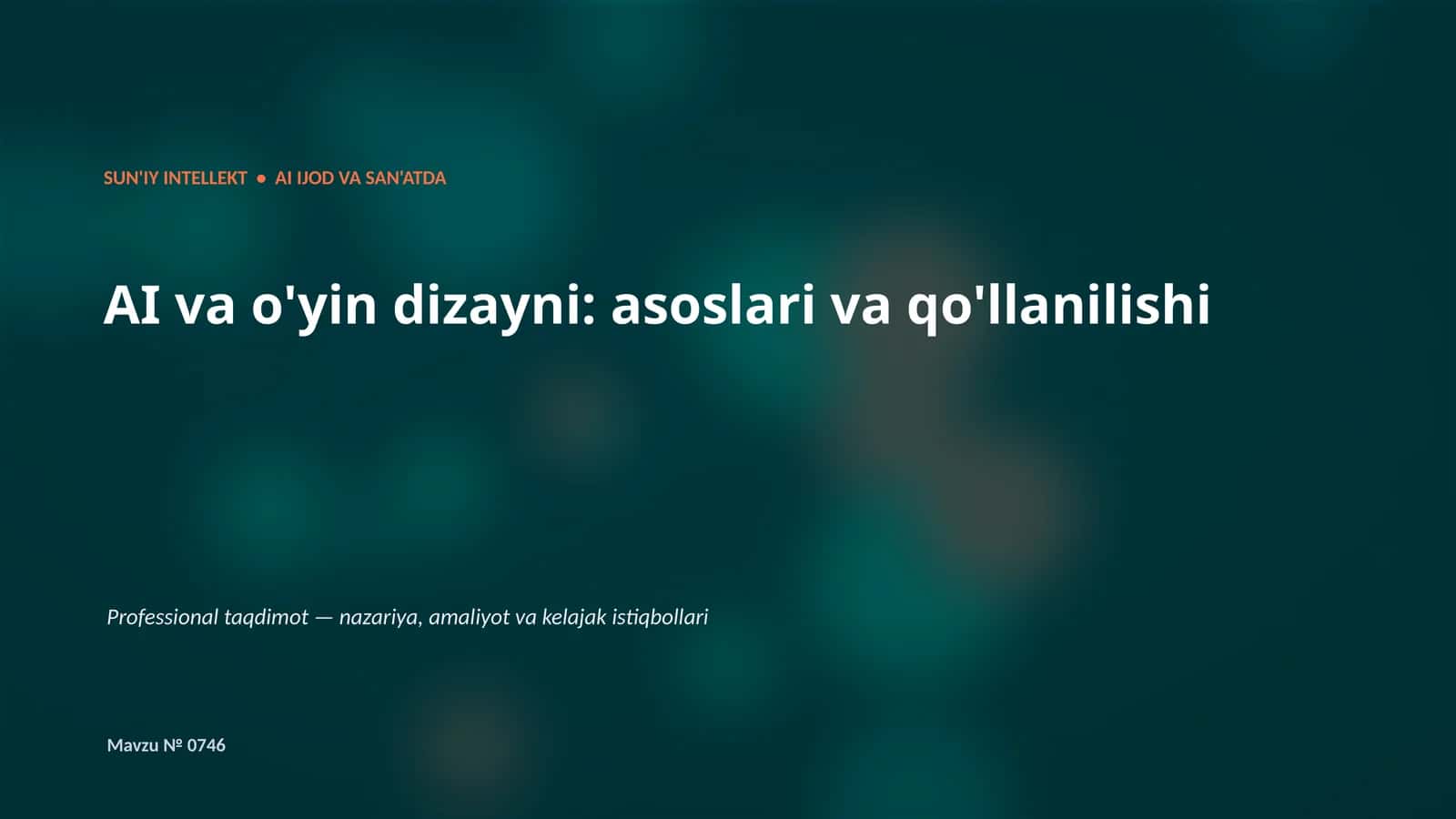 SUN'IY INTELLEKT • AI IJOD VA SAN'ATDA