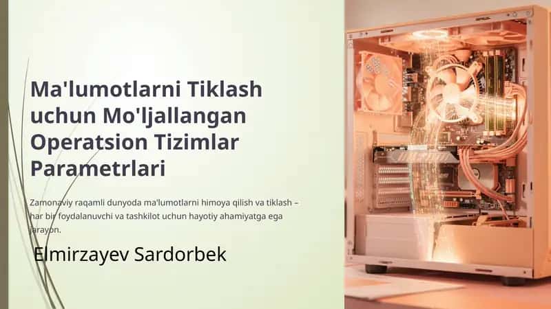 Ma'lumotlarni Tiklash uchun Mo'ljallangan Operatsion Tizimlar Parametrlari