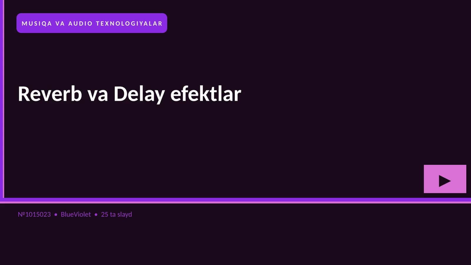 MUSIQA VA AUDIO TEXNOLOGIYALAR