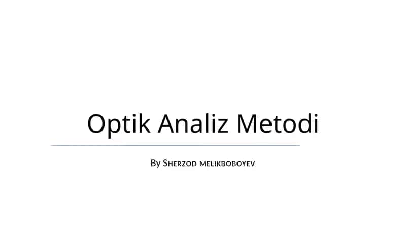 Optik Analiz Metodi