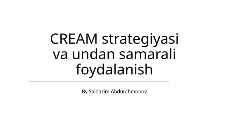 Krem Strategiyasi