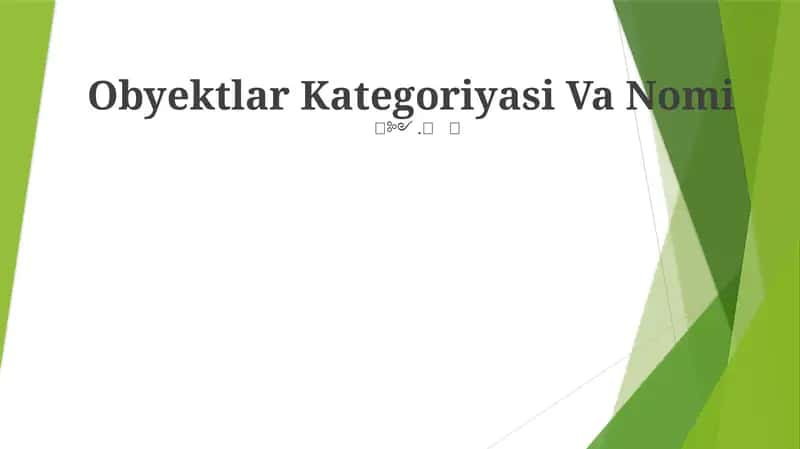 Obyektlar Kategoriyasi Va Nomi