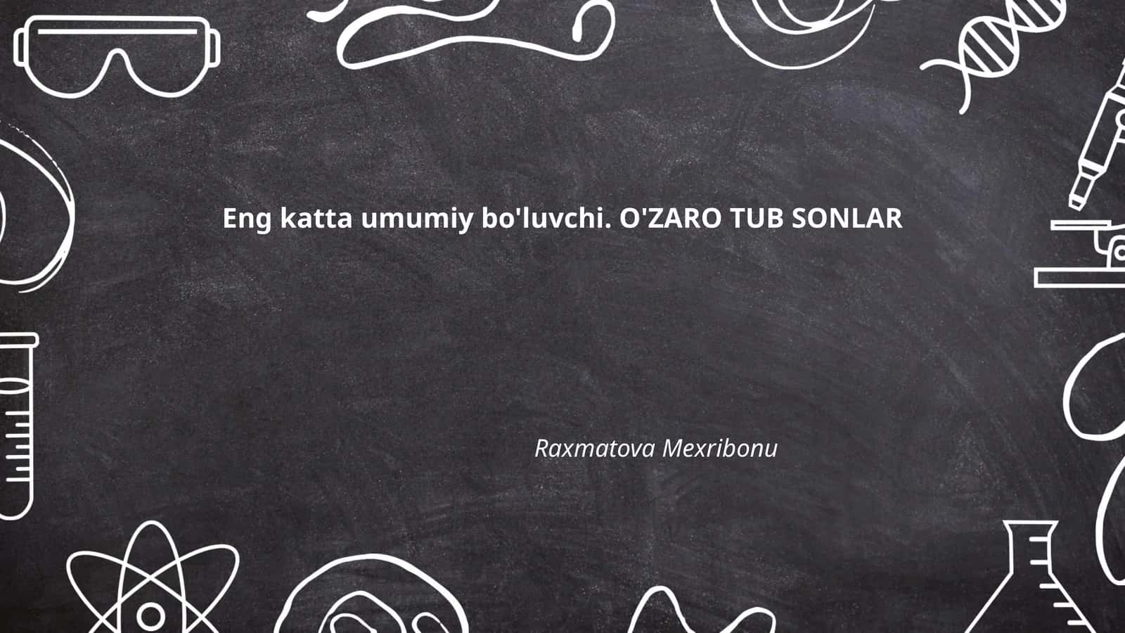 Eulerni o'zaro tub sonlar funksiyasi