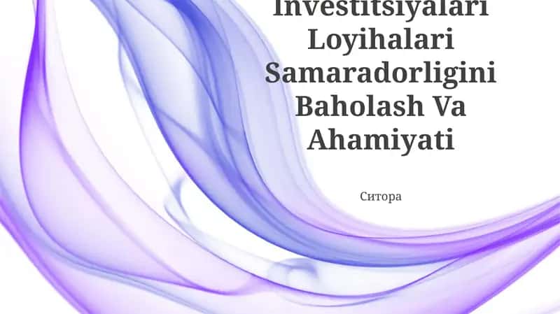 Investitsiyalari Loyihalari Samaradorligini Baholash Va Ahamiyati