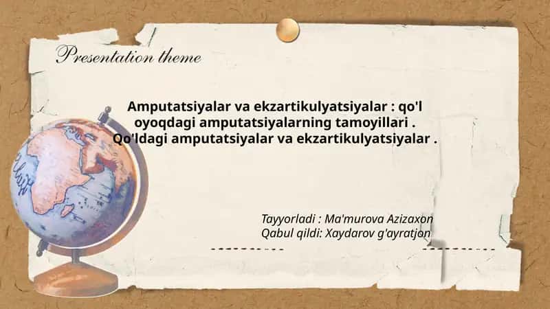 Amputatsiyalar va ekzartikulyatsiyalar