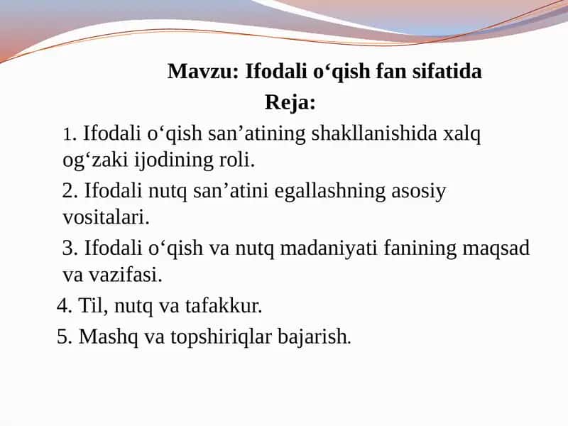 Ifodali o‘qish praktikumi
