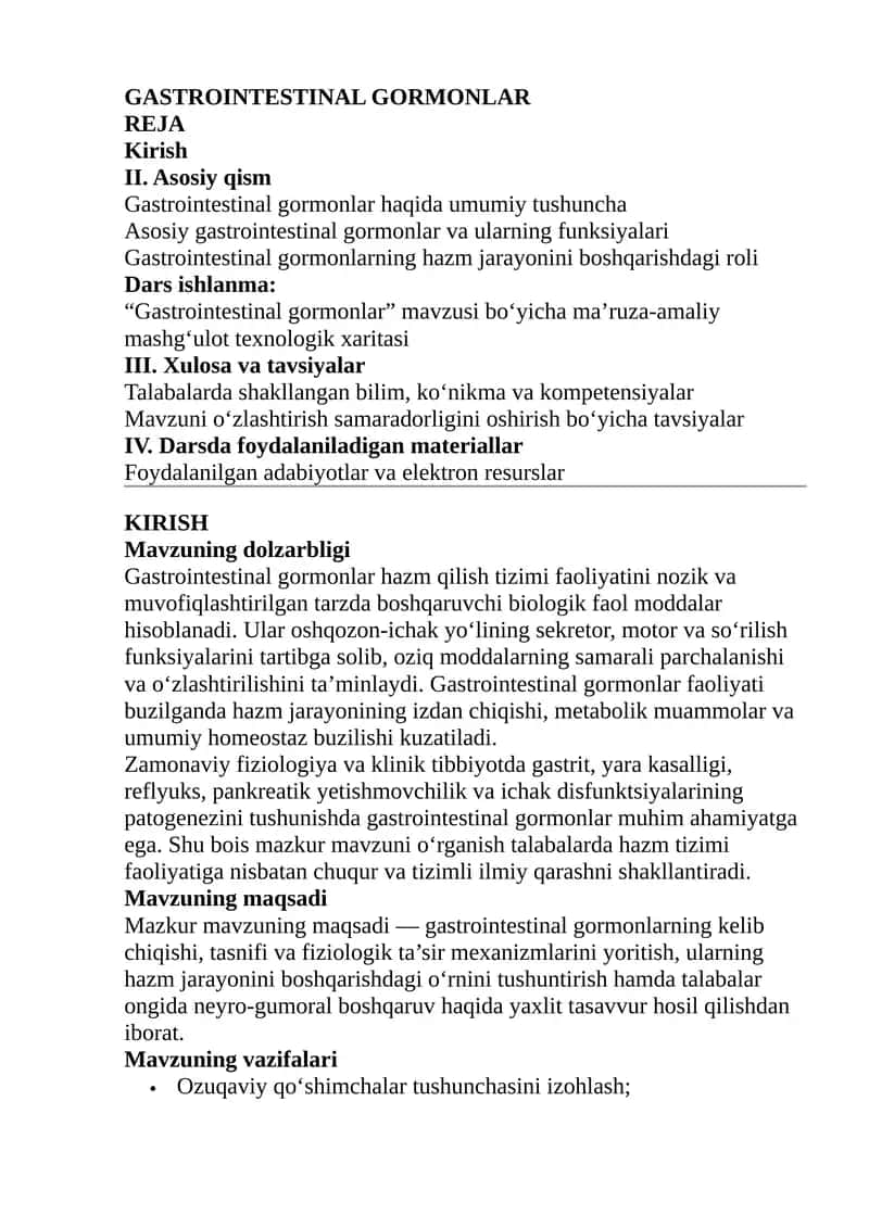 Gastrointestinal garmonlar