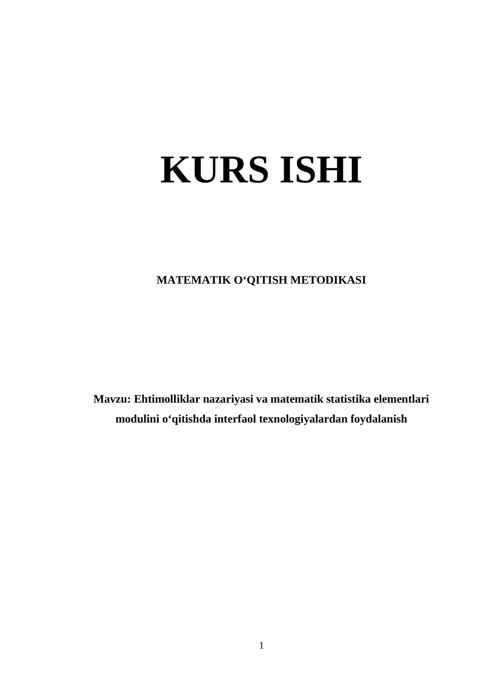Ehtimolliklar nazariyasi va matematik statistika elementlari modulini oʻqitishda interfaol texnologiyalardan foydalanish