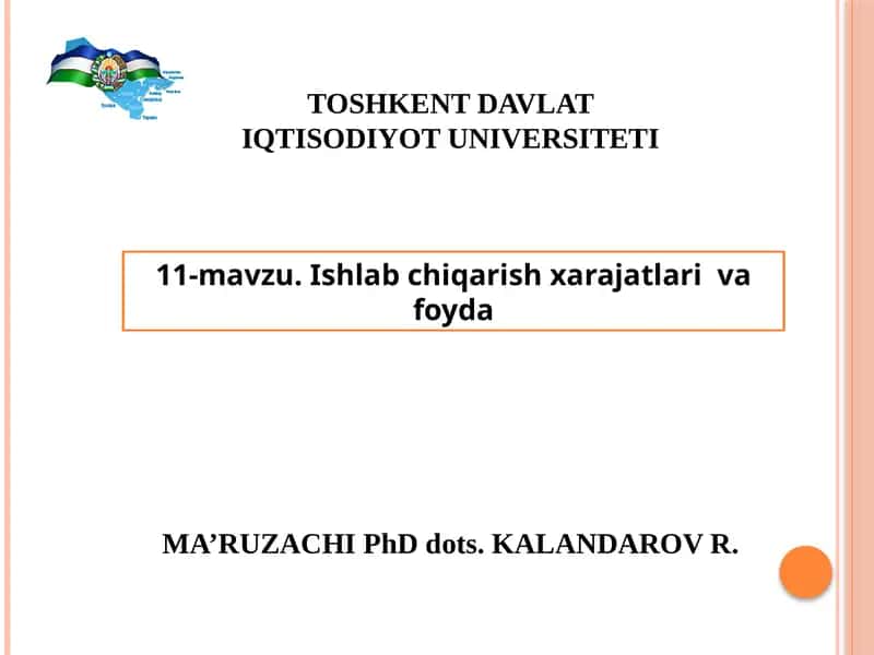 Ishlabchiqarish xarajatlari va foyda