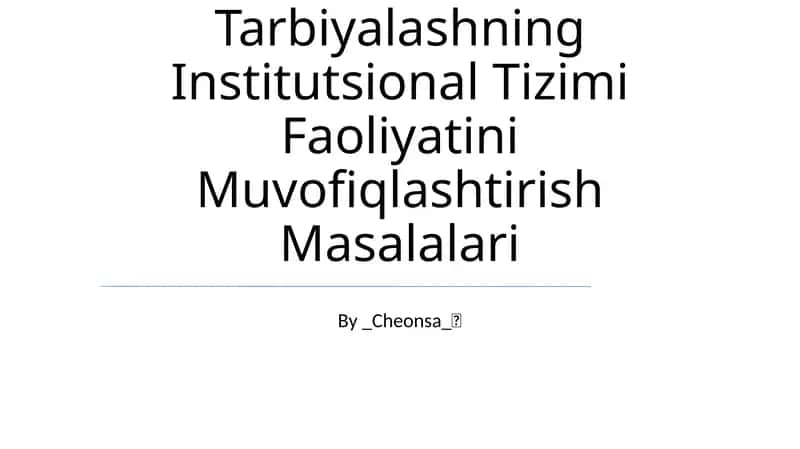 Yoshlarni Milliy Goya Ruhida Tarbiyalashning Institutsional Tizimi Faoliyatini Muvofiqlashtirish Masalalari