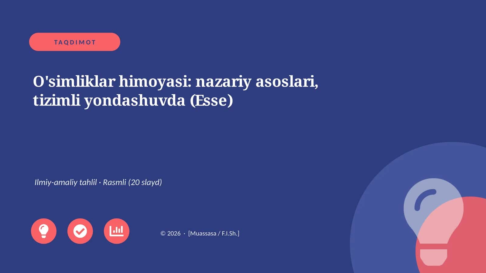 O'simliklar himoyasi: nazariy asoslari, tizimli yondashuvda (Esse)