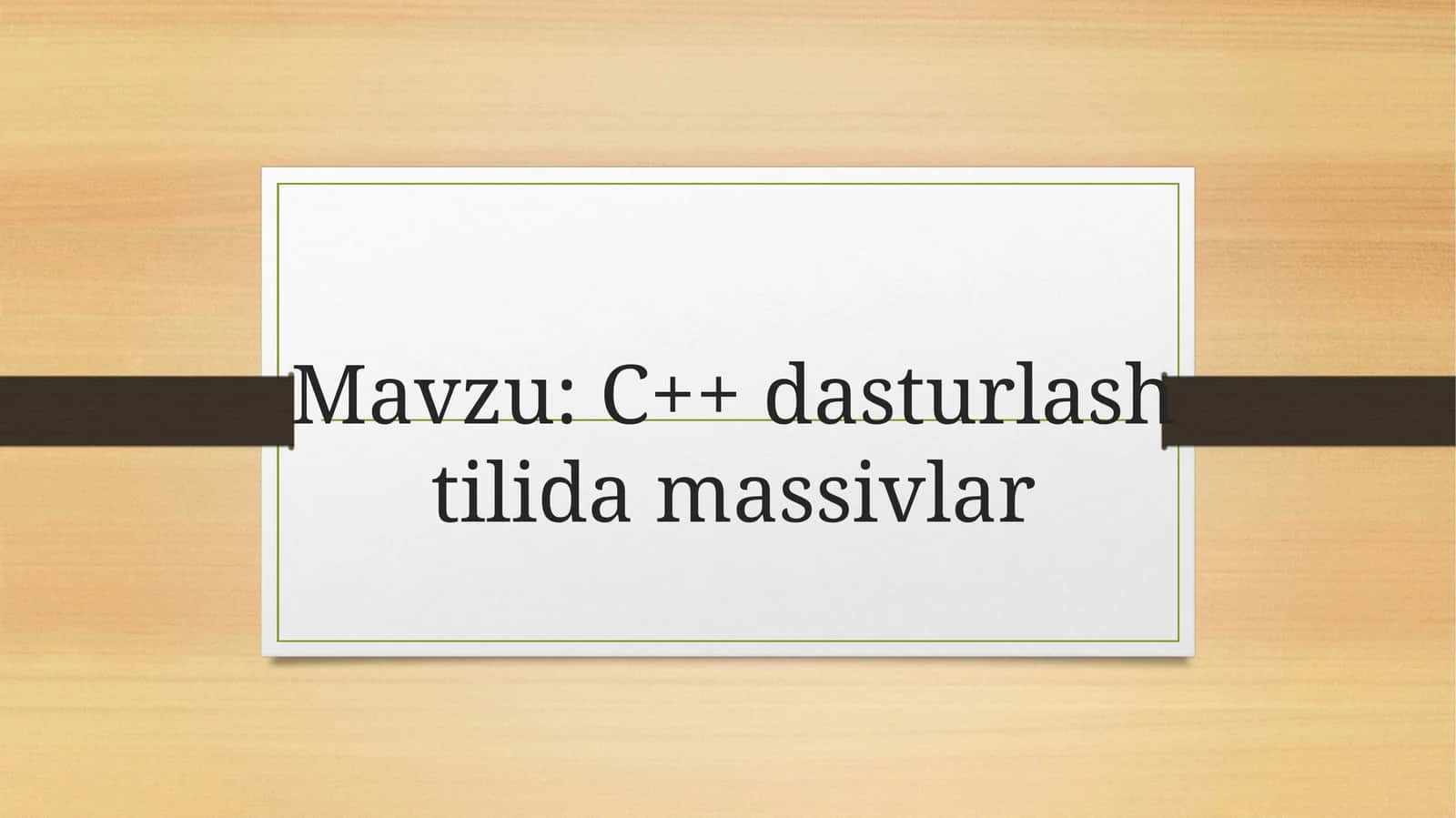 Massivlar