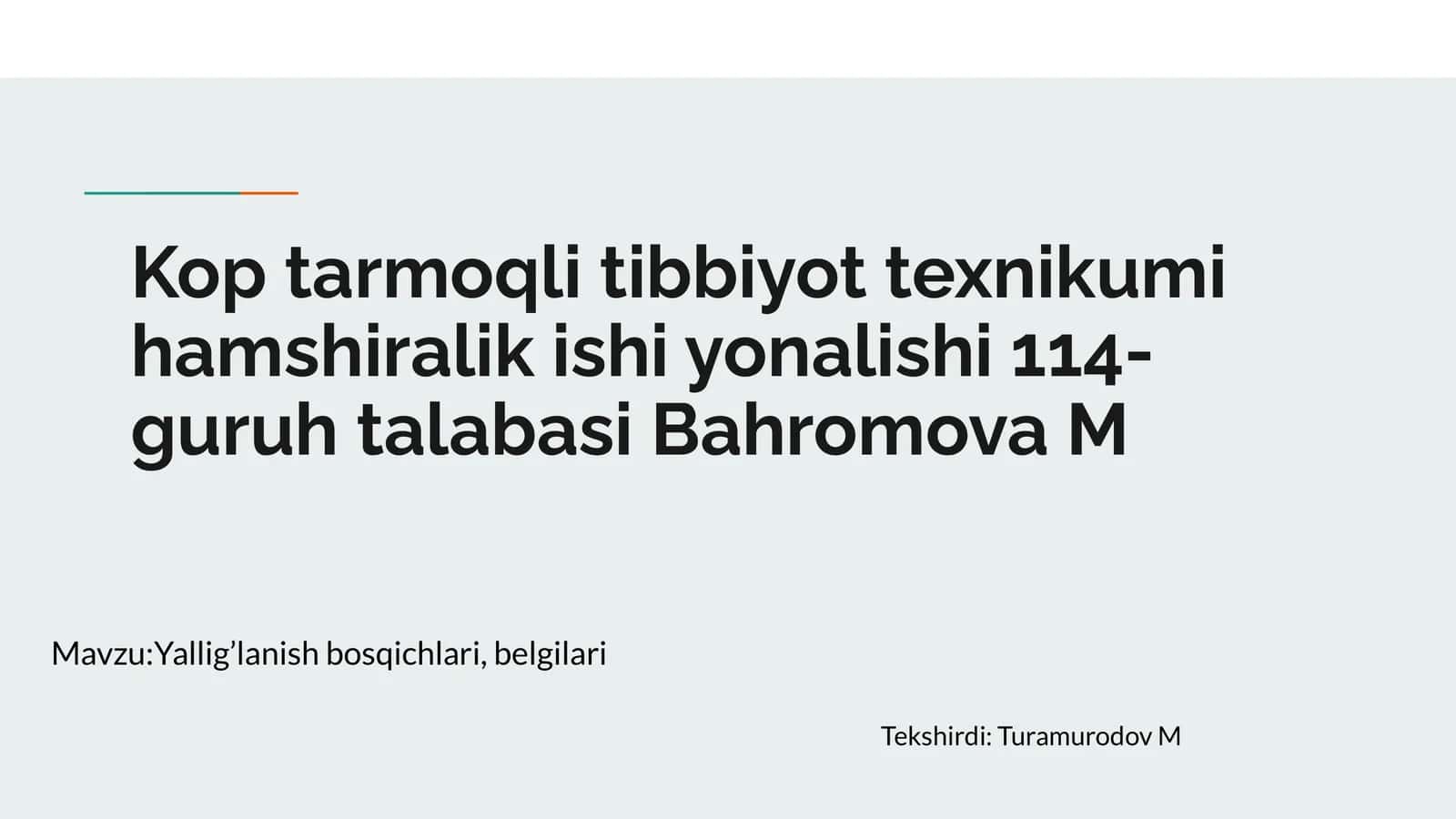 Koptarmoqli tibbiyot texnikumi hamshiralik