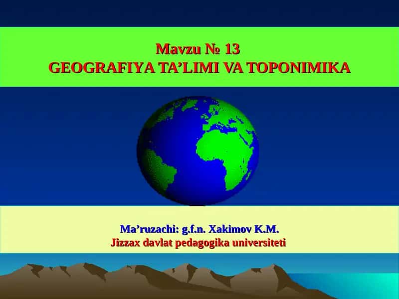 Geografiya va Toponimika