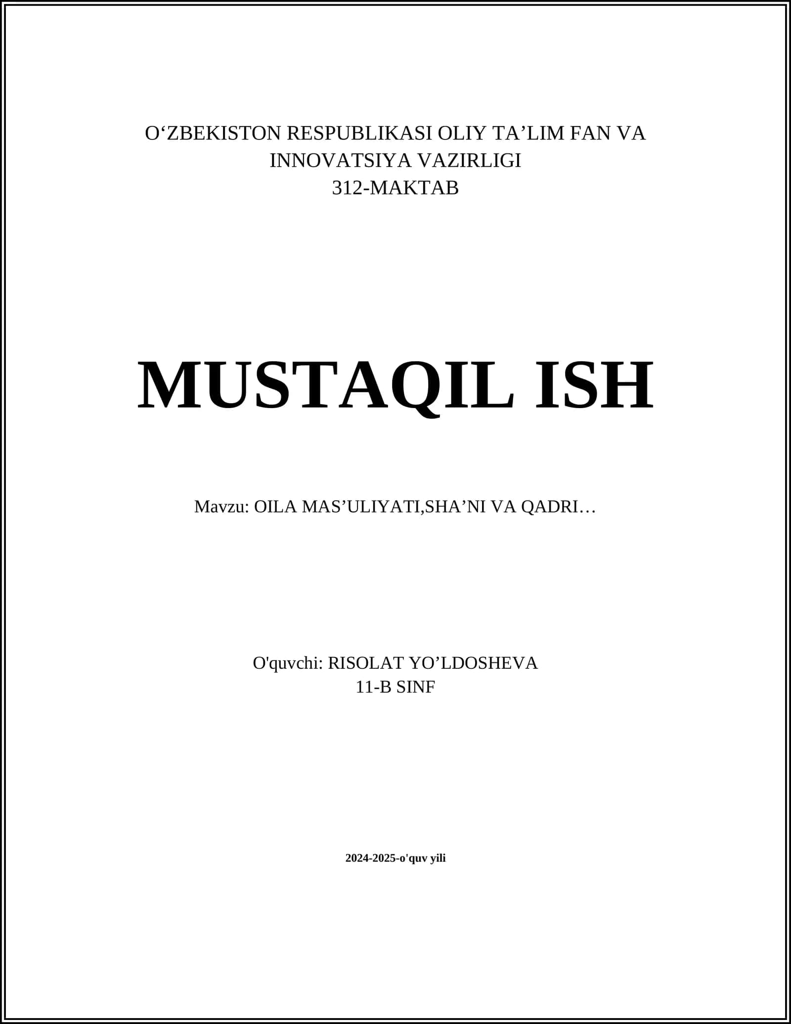 Oila Mas'uliyati: Sharqona An'analar
