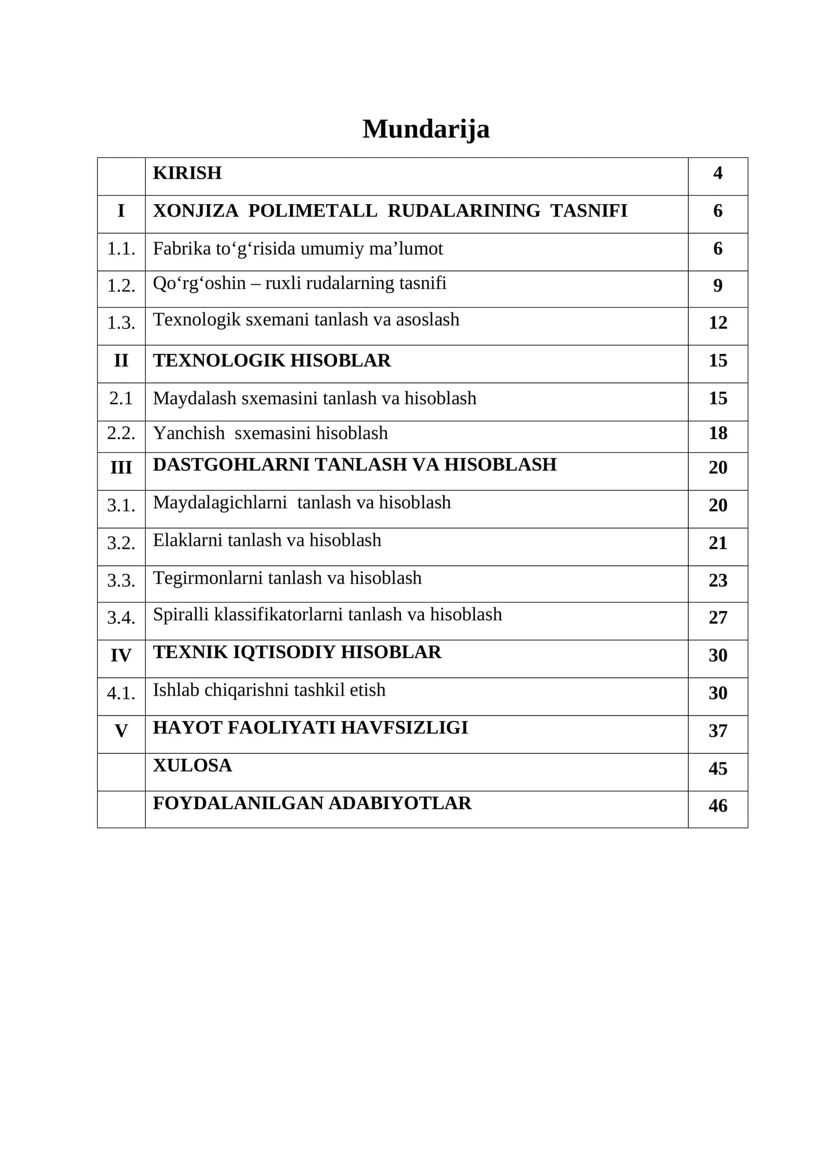 Xonjiza koni polimetall rudalarni boyituvchi fabrikaning ruda tayyorlash bo’limini loyihalash