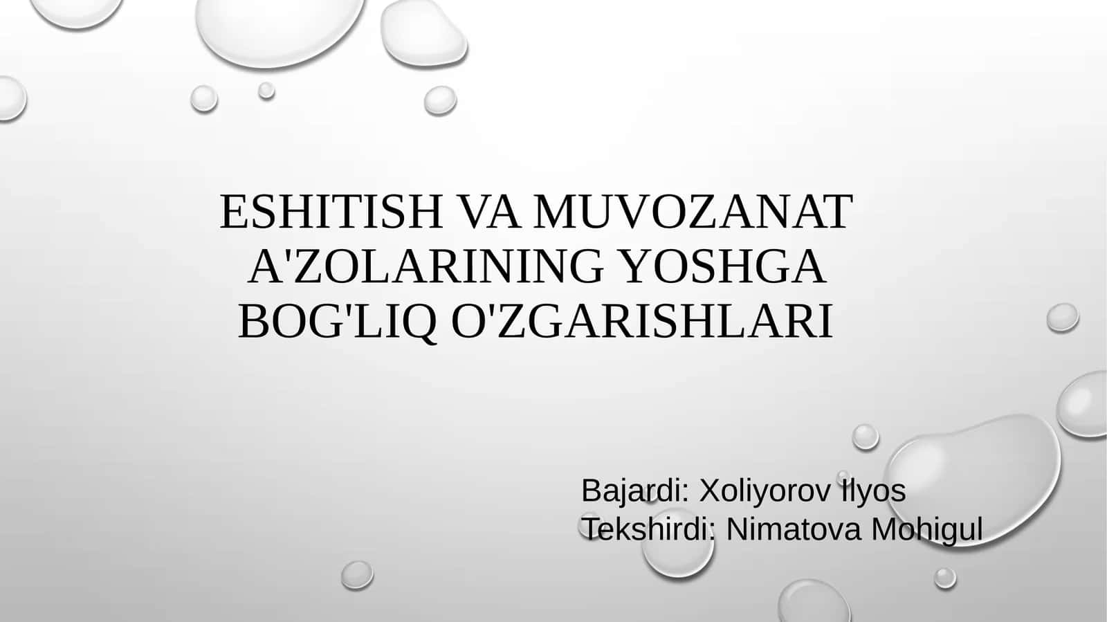 Eshitish va Muvozanat A'zolarining Yoshga Bog'liq O'zgarishlari