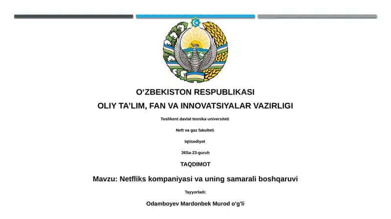 Netfliks kompaniyasi va uning samarali boshqaruvi