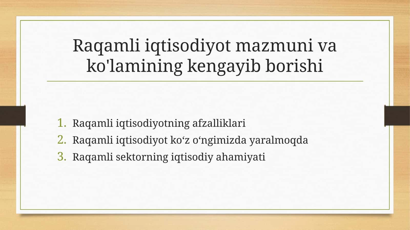 Raqamli iqtisodiyot mazmuni va ko'lamining kengayib borishi