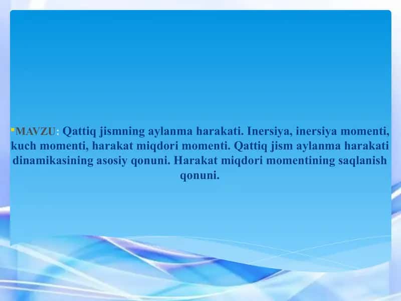 Qattiq jismning aylanma harakati