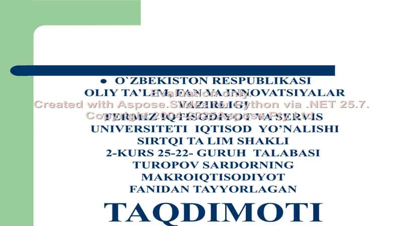 O`zbekistonda tashqi iqtisodiy aloqalar