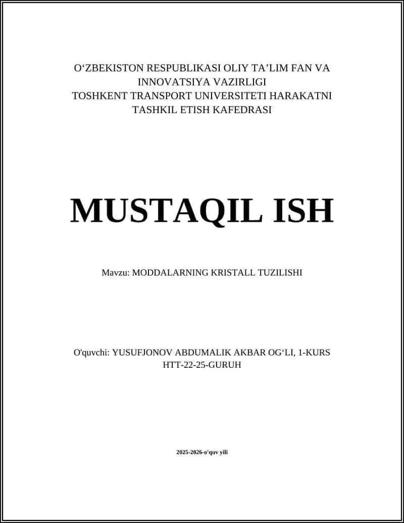 MODDALARNING KRISTALL TUZILISHI