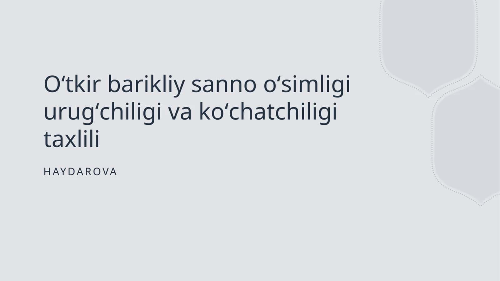 Oʻtkir barikliy sanno oʻsimligi urugʻchiligi va koʻchatchiligi taxlili