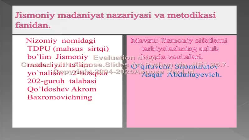 Jismoniy madaniyat nazariyasi va metodikasi