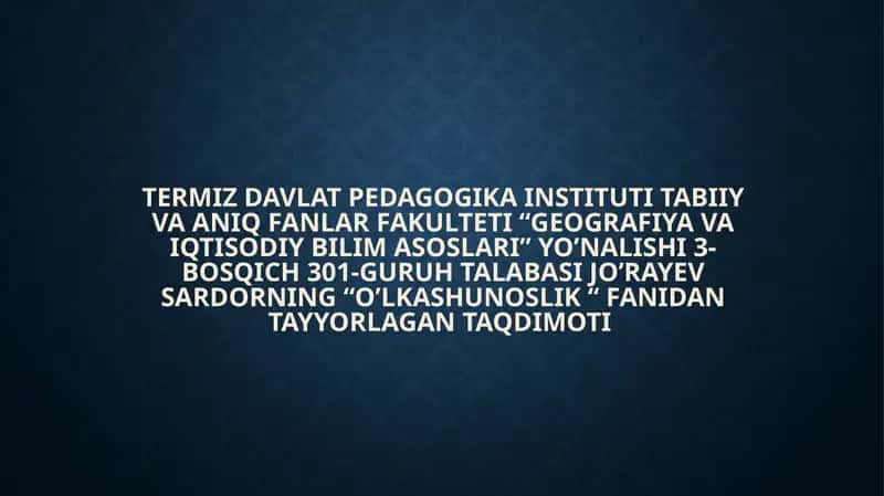 Geografiya va iqtisodiy bilim asoslari