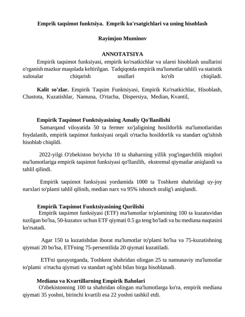 Empirik Taqsimot Funktsiyasi