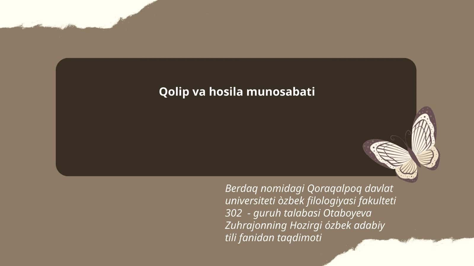 O'zbek Adabiy Tili Fanidan Taqdimot